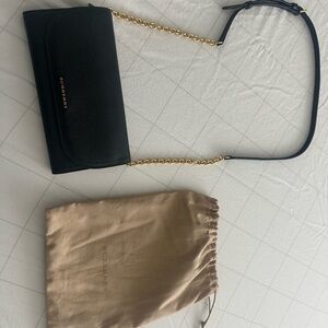 Burberry Black Leather Chain Shoulder Bag